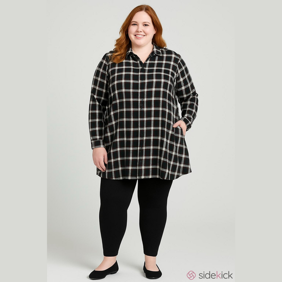 J. Jill Mixed Plaid Button-Up Long Sleeve Tunic Size XL - Picture 2 of 9